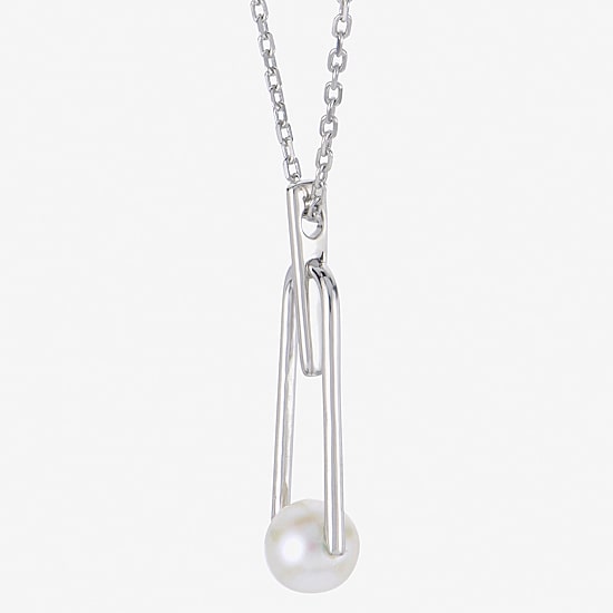 Womens White Cultured Freshwater Pearl Sterling Silver 18 Inch Pendant Necklace