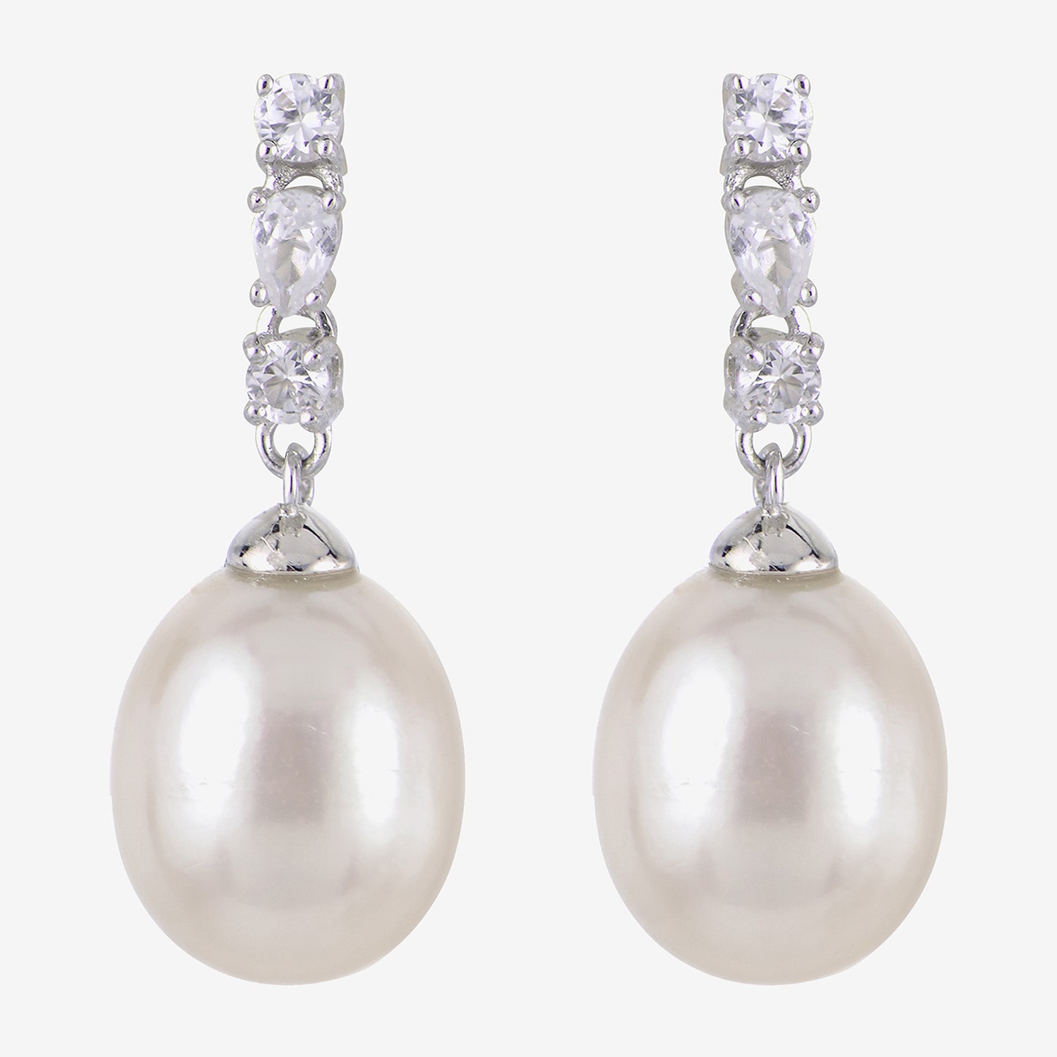 Womens White Cultured Freshwater Pearl Sterling Silver Drop Earrings