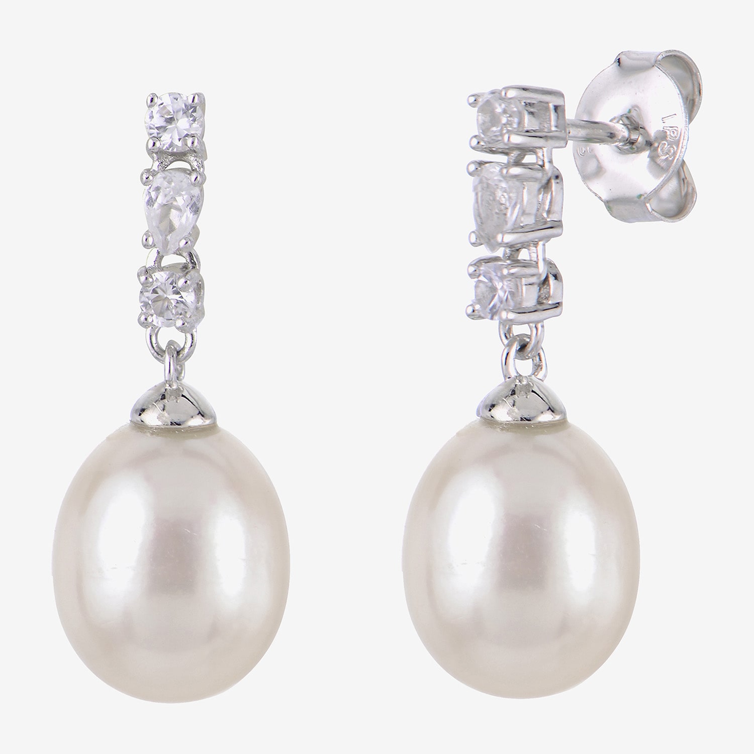 Womens White Cultured Freshwater Pearl Sterling Silver Drop Earrings