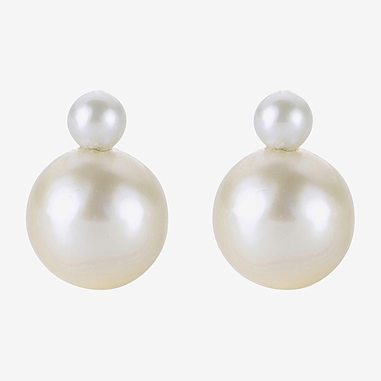 White Cultured Freshwater Pearl Sterling Silver Stud Earrings