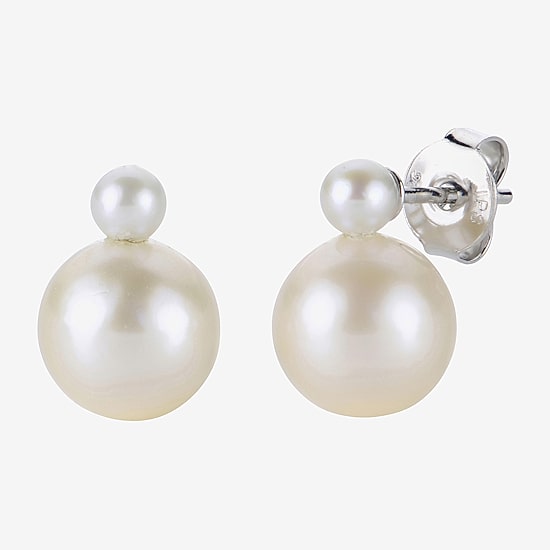 White Cultured Freshwater Pearl Sterling Silver Stud Earrings