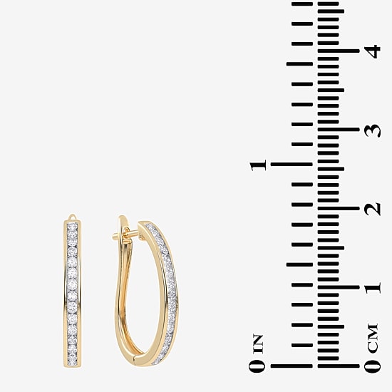 (H-I / Si2-I1) Womens 1 CT. T.W. Lab Grown White Diamond 10K Gold 28.8mm Hoop Earrings