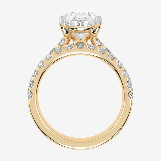 Signature By Modern Bride (G-H / Si1-Si2) Womens 4 CT. T.W. Lab Grown White Diamond 14K Gold Pear Side Stone Bridal Set