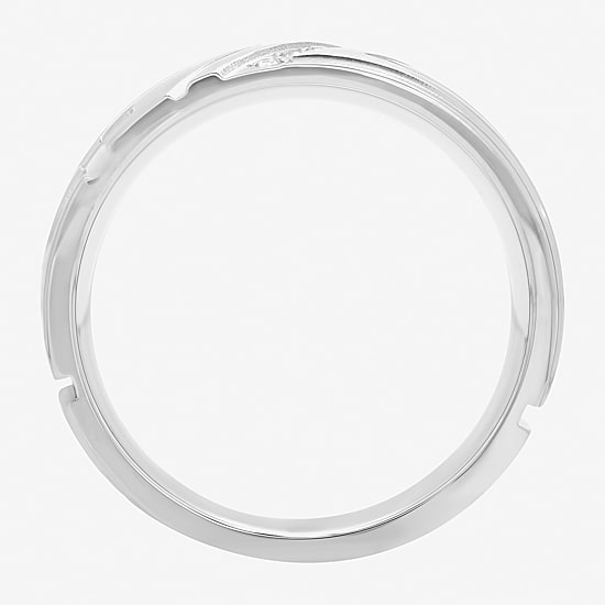  Mens Diamond-Accent Cross Stainless Steel 8mm Wedding Band