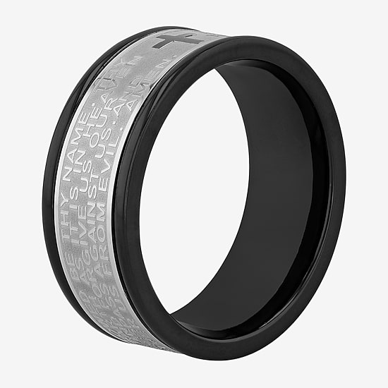  Mens Lord's Prayer Two-Tone Stainless Steel 9mm Spinner Ring
