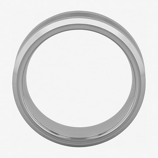  Personalized Mens 8mm Comfort Fit Satin Center Tungsten Carbide Wedding Band