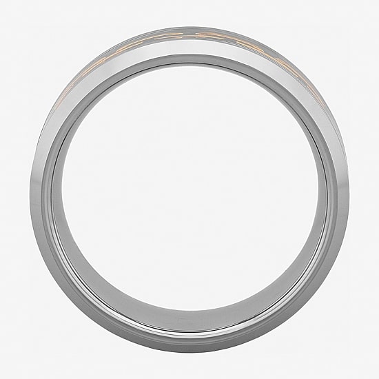  Mens 8mm Comfort Fit Chain Inlay Tungsten Wedding Band