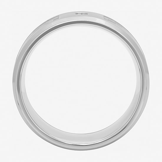  Mens Diamond-Accent Wedding Band in Stainless Steel