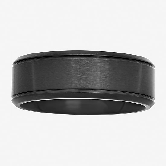  Mens Black Stainless Steel 8mm Wedding Band