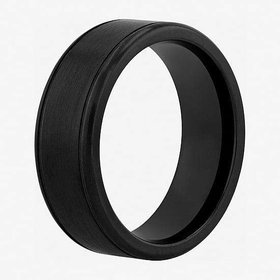  Mens Black Stainless Steel 8mm Wedding Band