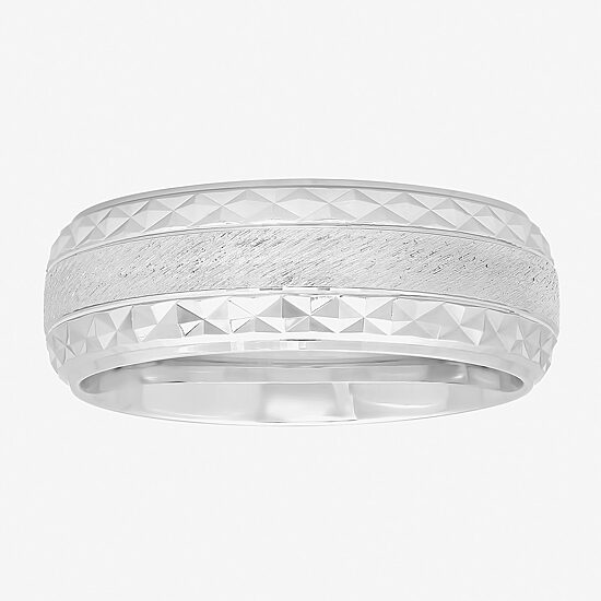 Mens 8MM Sterling Silver Wedding Band