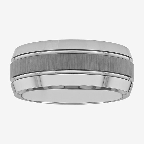  Mens 9mm Comfort Fit Tungsten Carbide Double Grooved Wedding Band