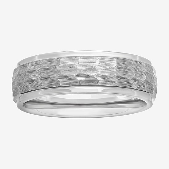  Mens Tungsten Carbide Hammered Wedding Band