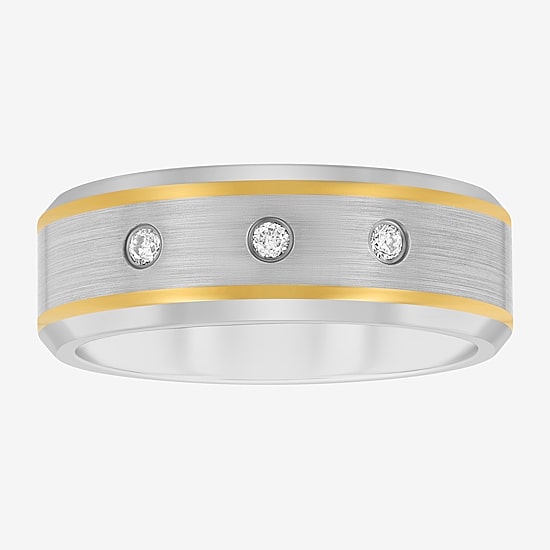 Men’s 1/10 CT.T.W. Natural Diamond Two-Tone Wedding Band