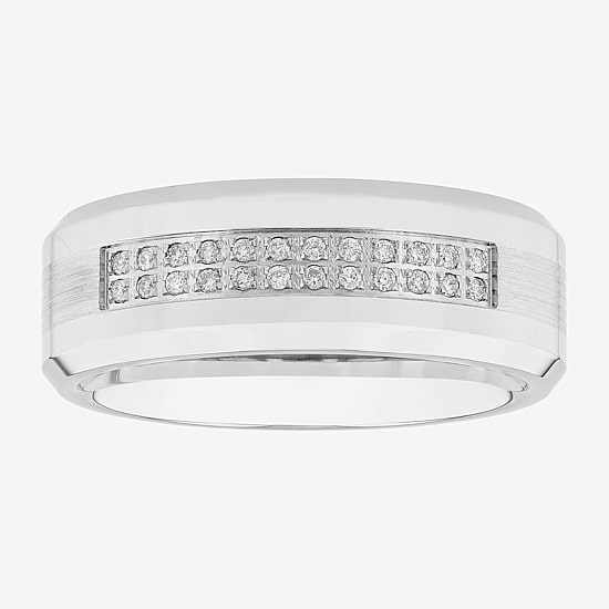 Mens 8MM 1/8 CT. T.W. Natural Diamond Cobalt Wedding Band