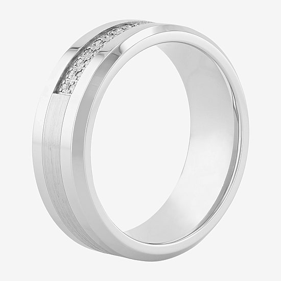 Mens 8MM 1/8 CT. T.W. Natural Diamond Cobalt Wedding Band