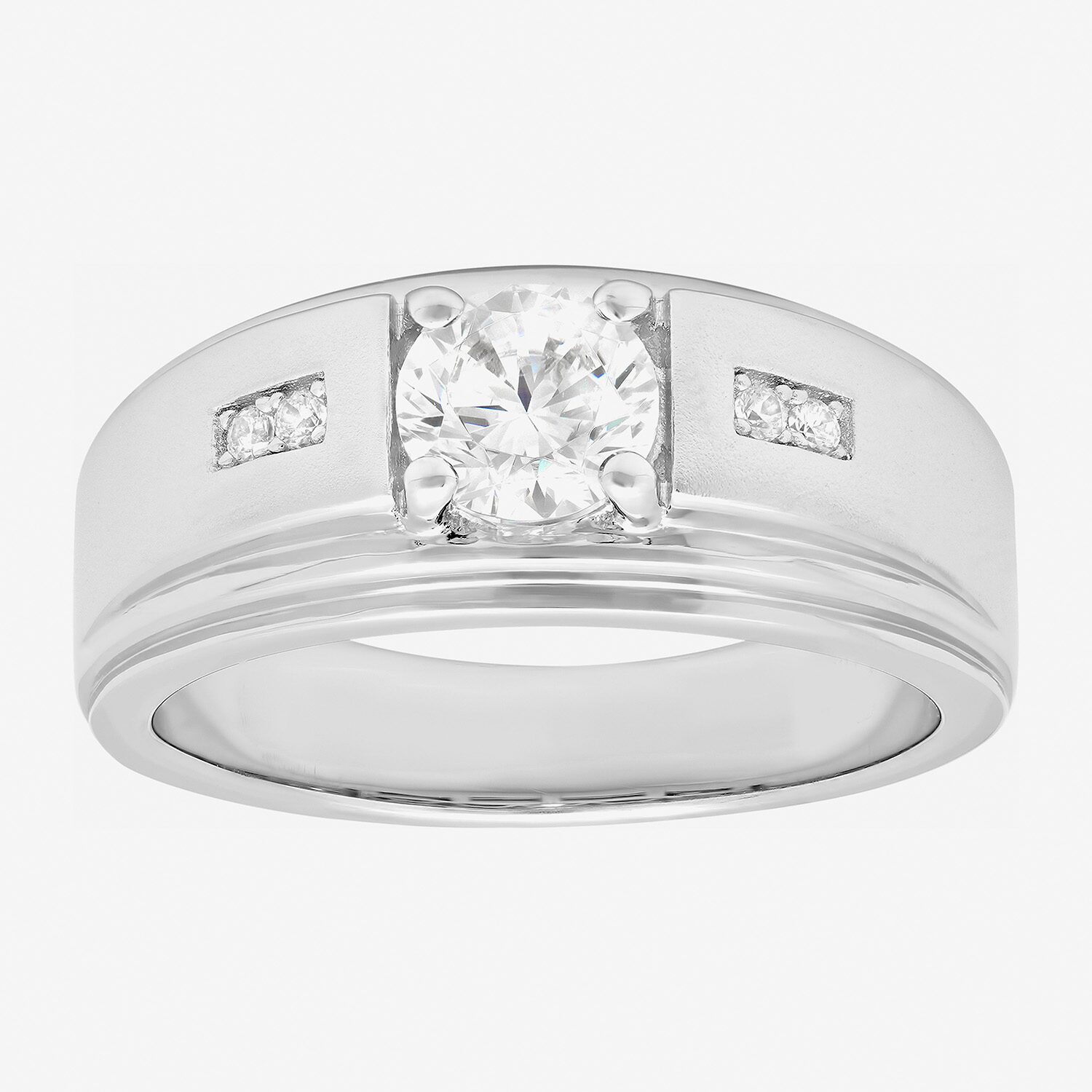 Mens Sterling Silver Cubic Zirconia Ring