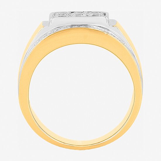 Mens 14K Gold Over Silver Cubic Zirconia Ring