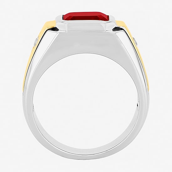 Mens Lab-Created Gemstone & White Sapphire Ring