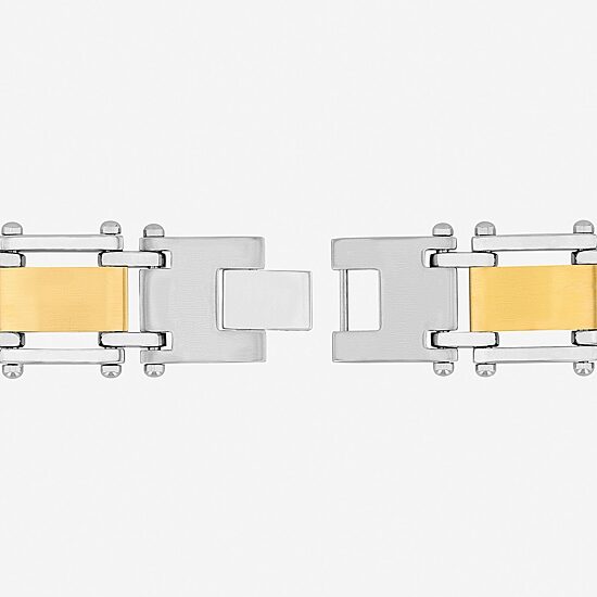 Mens 1/4 CT. T.W. Diamond Cross Two-Tone Stainless Steel Link Bracelet