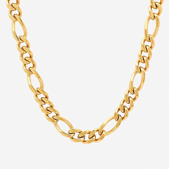 Mens Yellow Stainless Steel Figaro Chain
