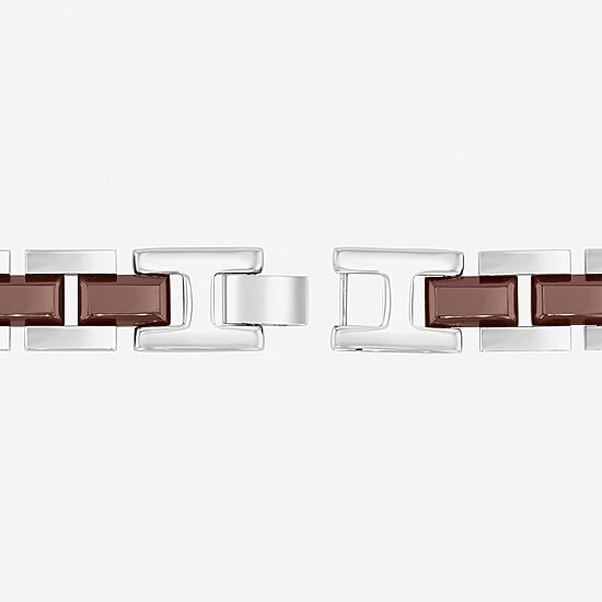 Mens Diamond-Accent Stainless Steel Brown IP ID Bracelet