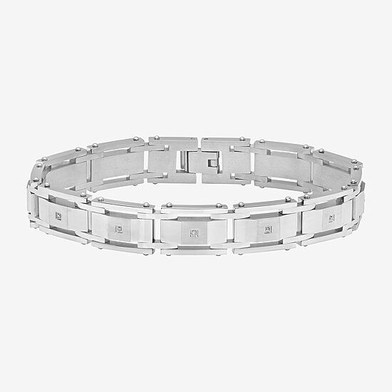 Mens Stainless Steel Solid 8 1/2 Inch Link Bracelet