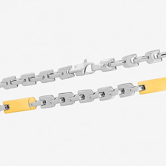 Mens Two-Tone Stainless Steel Link Necklace