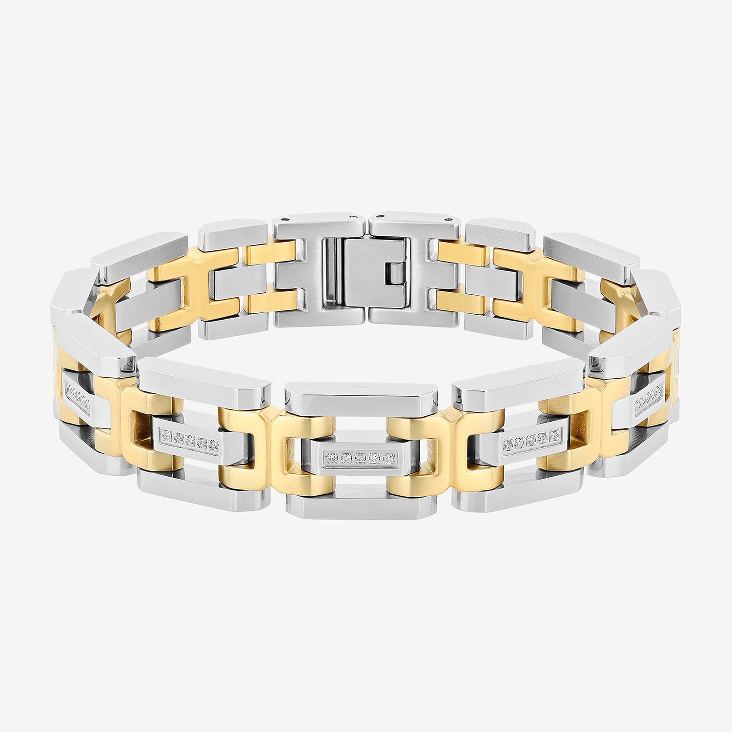 Mens Stainless Steel Solid 8 1/2 Inch Link Bracelet