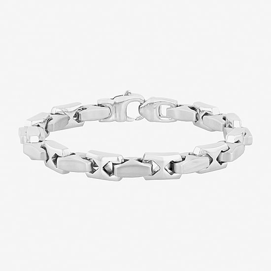 Mens Stainless Steel Solid Link Bracelet