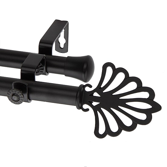 Rod Desyne Double 13/16" Adjustable Curtain Rod with Fan Finials