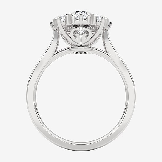 Grown Gorgeous (F, Vs2) Womens 1 1/2 CT. T.W. Lab Grown White Diamond 14K Gold Round Halo Cocktail Ring