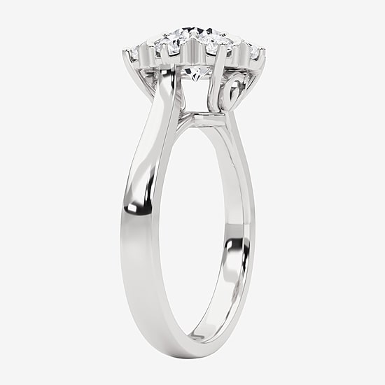 Grown Gorgeous (F, Vs2) Womens 1 1/2 CT. T.W. Lab Grown White Diamond 14K Gold Round Halo Cocktail Ring