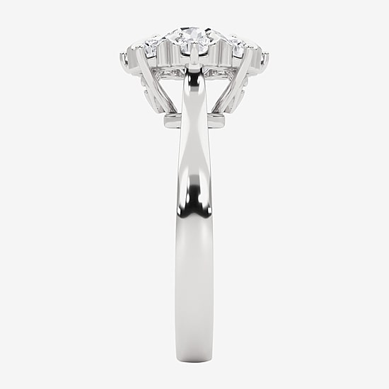 Grown Gorgeous (F, Vs2) Womens 1 1/2 CT. T.W. Lab Grown White Diamond 14K Gold Round Halo Cocktail Ring