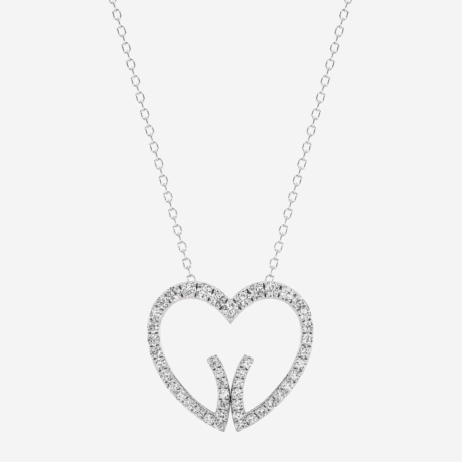 Grown Gorgeous (F, Vs2) Womens 1/2 CT. T.W. Lab White Diamond 14K Gold Heart 18 Inch Pendant Necklace