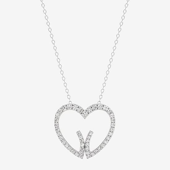 Grown Gorgeous (F, Vs2) Womens 1/2 CT. T.W. Lab Grown White Diamond 14K Gold Heart 18 Inch Pendant Necklace