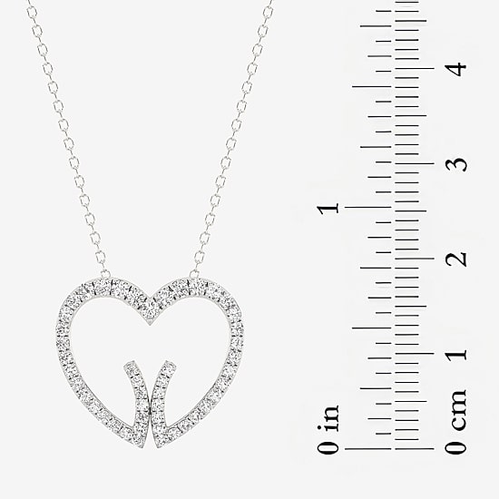 Grown Gorgeous (F, Vs2) Womens 1/2 CT. T.W. Lab Grown White Diamond 14K Gold Heart 18 Inch Pendant Necklace