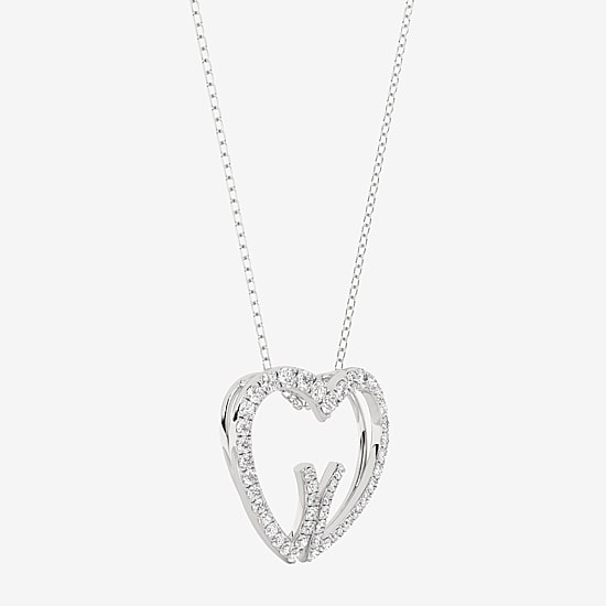 Grown Gorgeous (F, Vs2) Womens 1/2 CT. T.W. Lab Grown White Diamond 14K Gold Heart 18 Inch Pendant Necklace