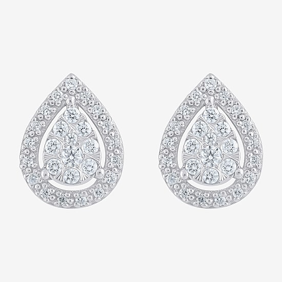 Diamond Blossom (G, Si2) 1/4 CT. T.W. Lab Grown White Diamond 10K Gold 10.1mm Pear Stud Earrings