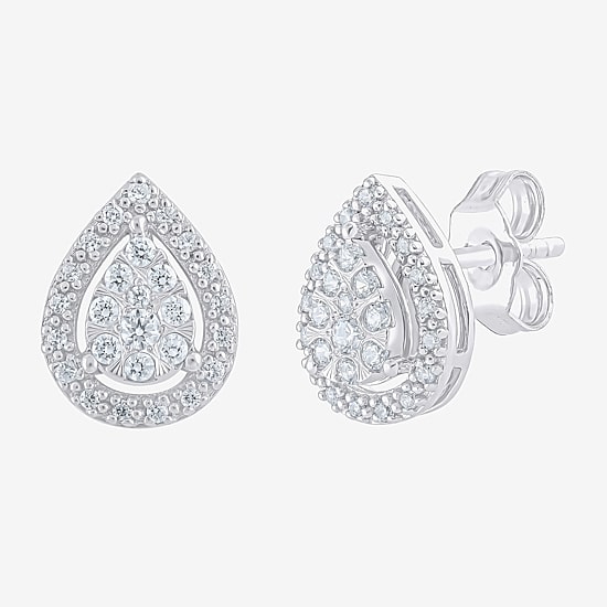 Diamond Blossom (G, Si2) 1/4 CT. T.W. Lab Grown White Diamond 10K Gold 10.1mm Pear Stud Earrings