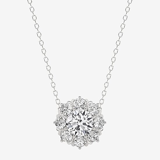 Grown Gorgeous (F,Vs2) Womens 1 1/2 CT. T.W. Lab Grown White Diamond 14K Gold Round 18 Inch Pendant Necklace