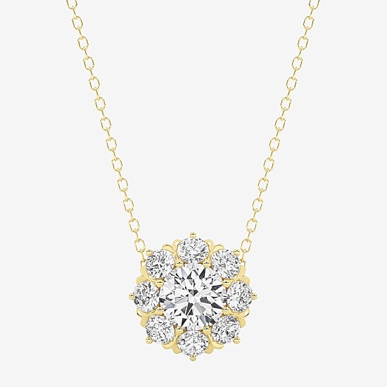 Grown Gorgeous (F,Vs2) Womens 1 1/2 CT. T.W. Lab Grown White Diamond 14K Gold Round 18 Inch Pendant Necklace