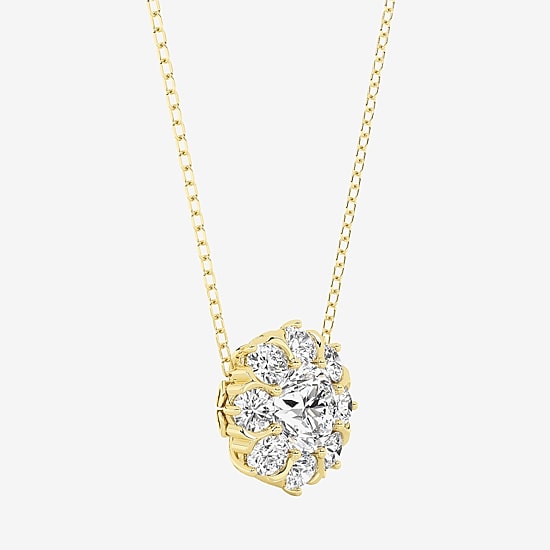 Grown Gorgeous (F,Vs2) Womens 1 1/2 CT. T.W. Lab Grown White Diamond 14K Gold Round 18 Inch Pendant Necklace