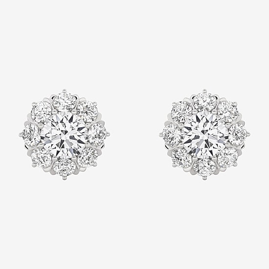 Grown Gorgeous (F,Vs2) 2 1/10 CT. T.W. Lab Grown White Diamond 14K Gold 10.2mm Round Stud Earrings