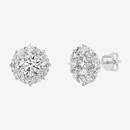 Grown Gorgeous (F,Vs2) 2 1/10 CT. T.W. Lab Grown White Diamond 14K Gold 10.2mm Round Stud Earrings