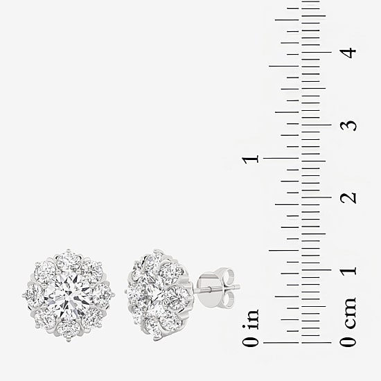 Grown Gorgeous (F,Vs2) 2 1/10 CT. T.W. Lab Grown White Diamond 14K Gold 10.2mm Round Stud Earrings