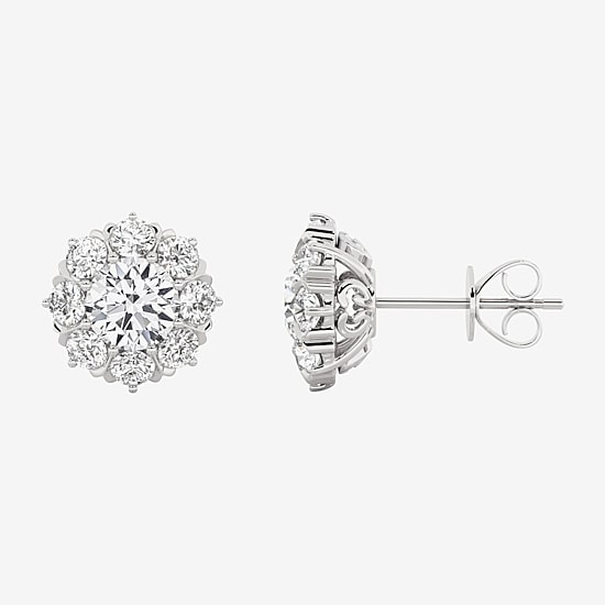 Grown Gorgeous (F,Vs2) 2 1/10 CT. T.W. Lab Grown White Diamond 14K Gold 10.2mm Round Stud Earrings