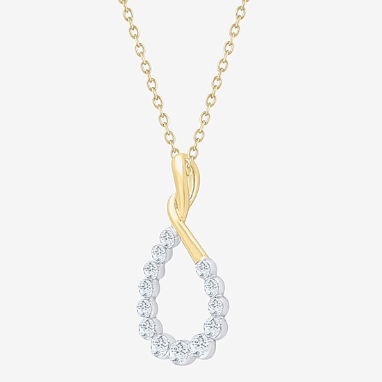 Floating Diamonds (F, Vs2) Womens 1 CT. T.W. Lab Grown White Diamond 14K Gold 18 Inch Pendant Necklace