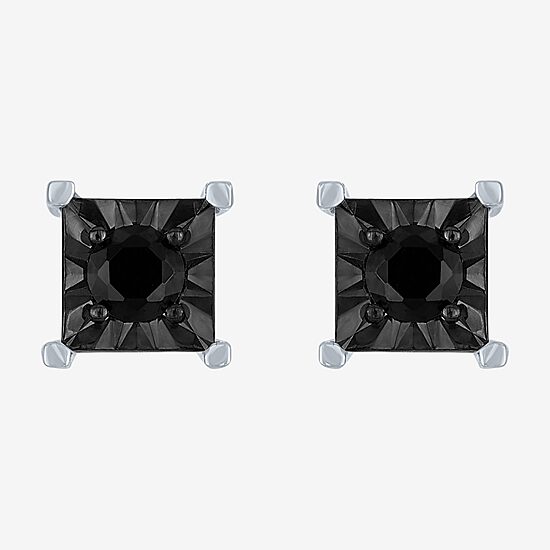 1/2 CT. T.W. Natural Black Diamond Sterling Silver 8.5mm Stud Earrings