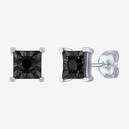 1/2 CT. T.W. Natural Black Diamond Sterling Silver 8.5mm Stud Earrings